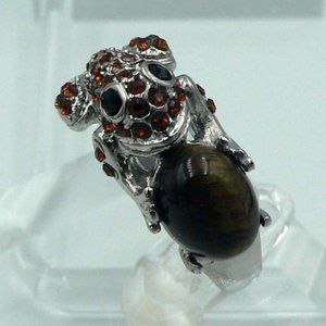 Sz 8 Genuine South African Tiger's Eye Frog Ring